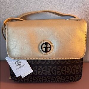 Giani Bernini Gold and Brown Crossbody Bag